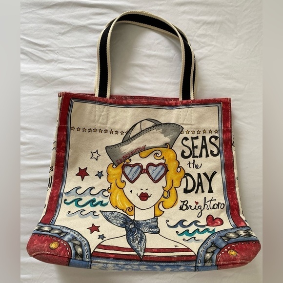 Brighton “Seas The Day” Canvas Beach Bag Large - Picture 7 of 10